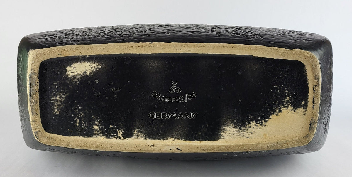 XXL Vintage DÜMLER & BREIDEN Keramik Vase Black and Green Decor Polar Serie 22/36 West German Pottery 1973s