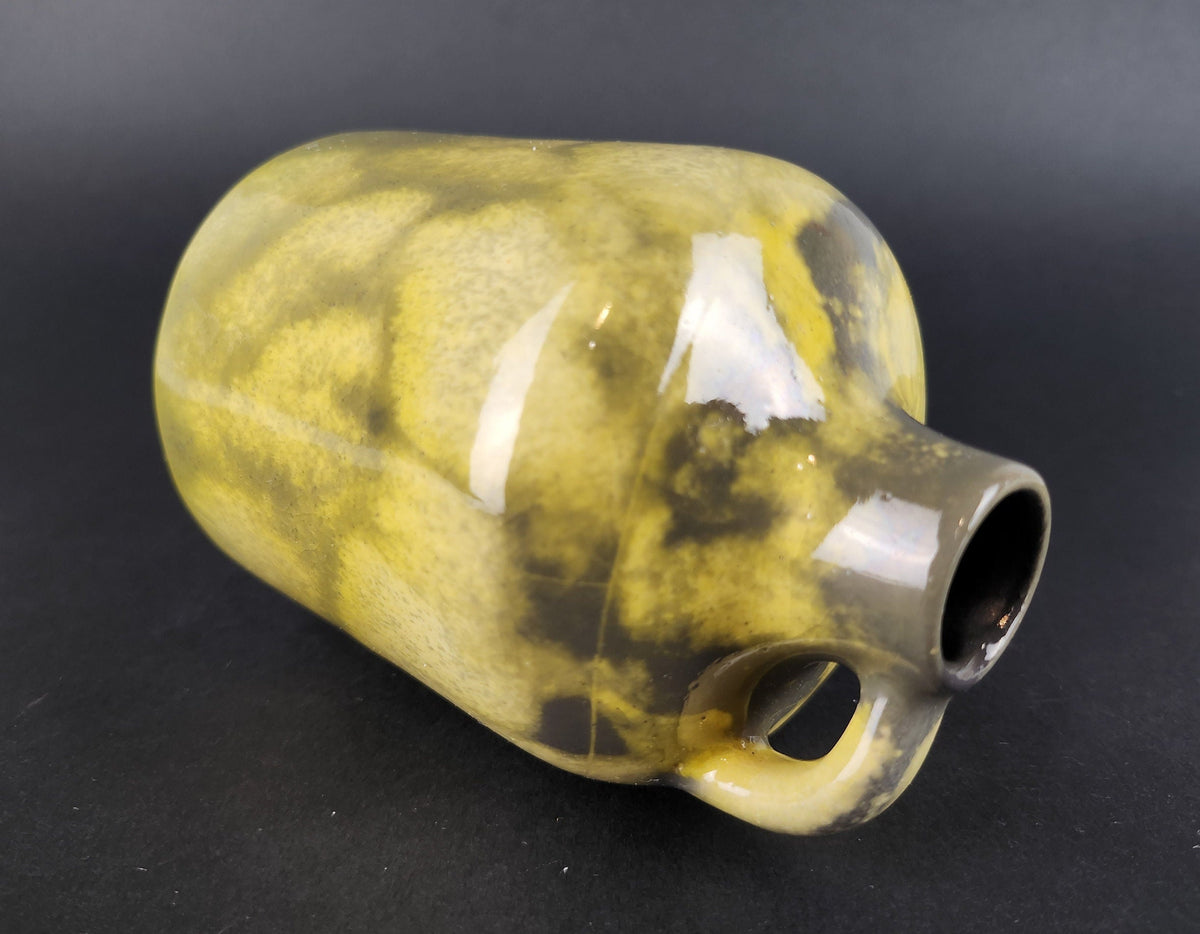 Vintage OTTO KERAMIK Yellow and Gray Vase West German Pottery 1970-80s