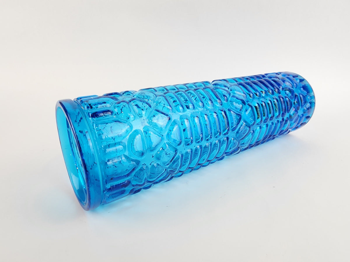 Vintage ITALIAN GLASS Blue Vase Italian Art Glass 1970s