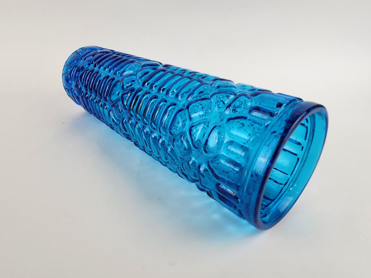 Vintage ITALIAN GLASS Blue Vase Italian Art Glass 1970s