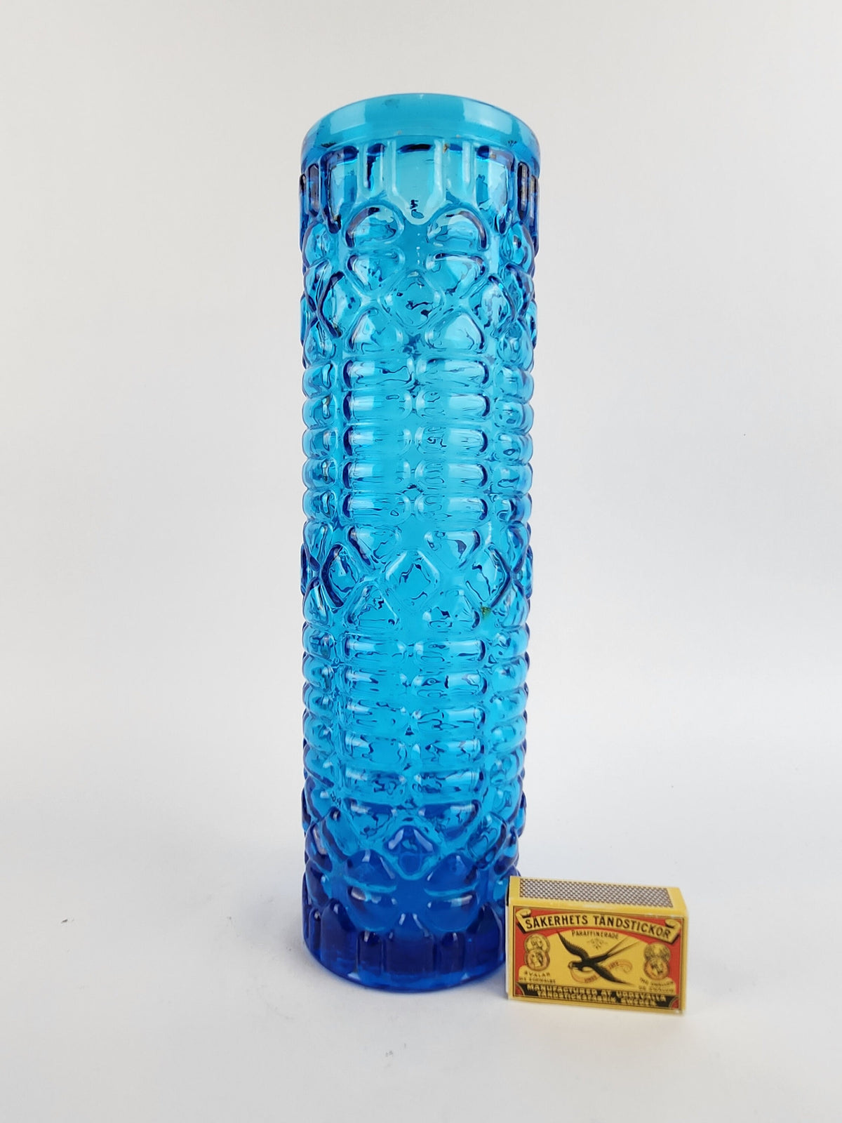 Vintage ITALIAN GLASS Blue Vase Italian Art Glass 1970s