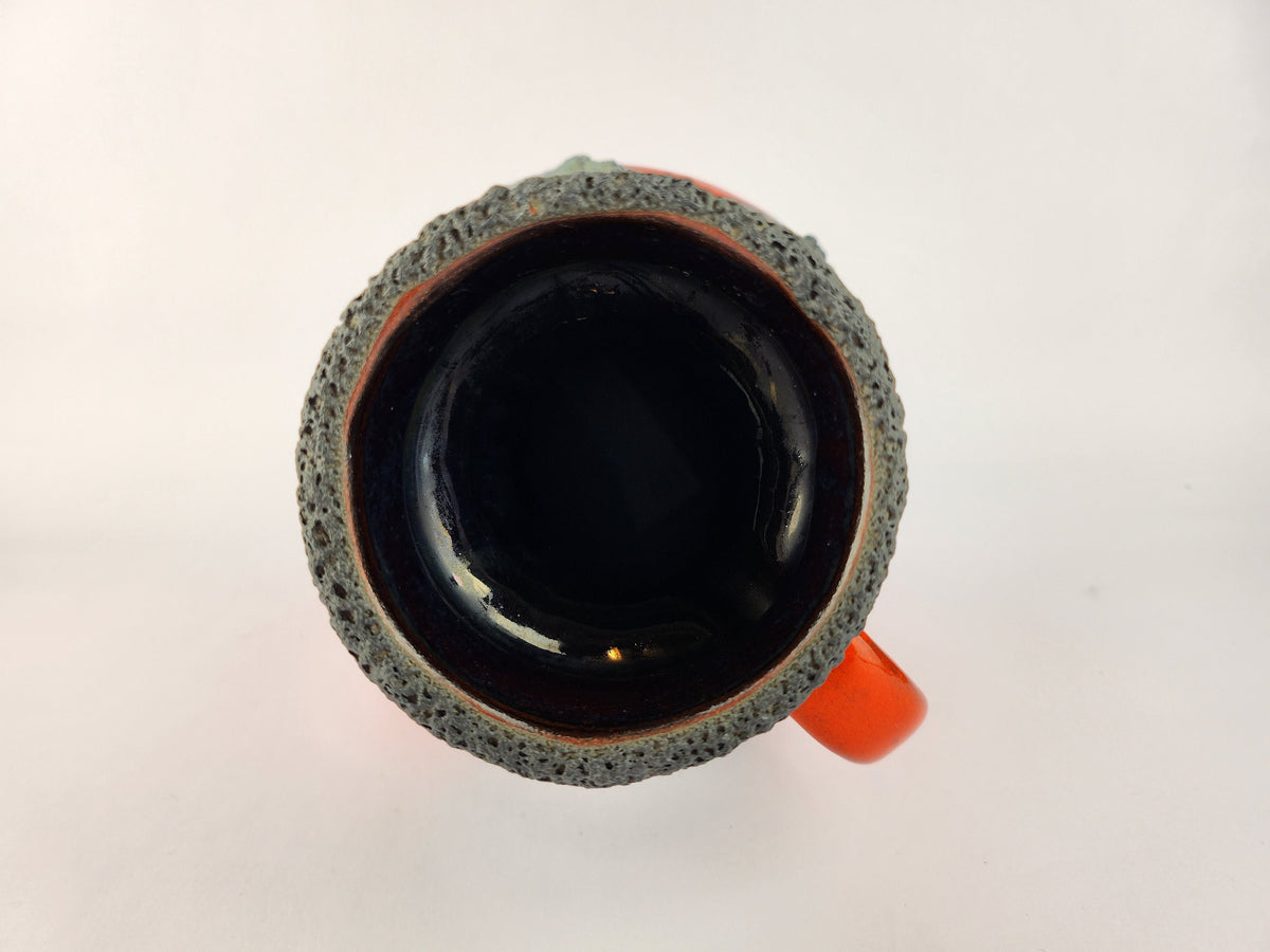 Vintage ROTH KERAMIK Orange Vase with Black Fat Lava Glaze 107-30, West German Pottery 1970s