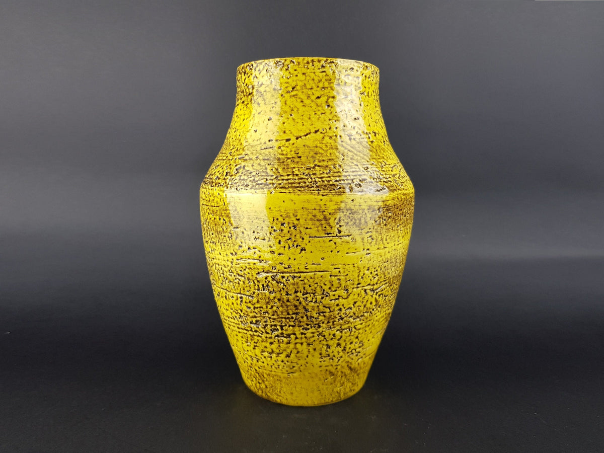 Vintage J.L. KNÖDGEN - ILKRA Keramik | Yellow Vase with Black Accents | West German Pottery | 1968