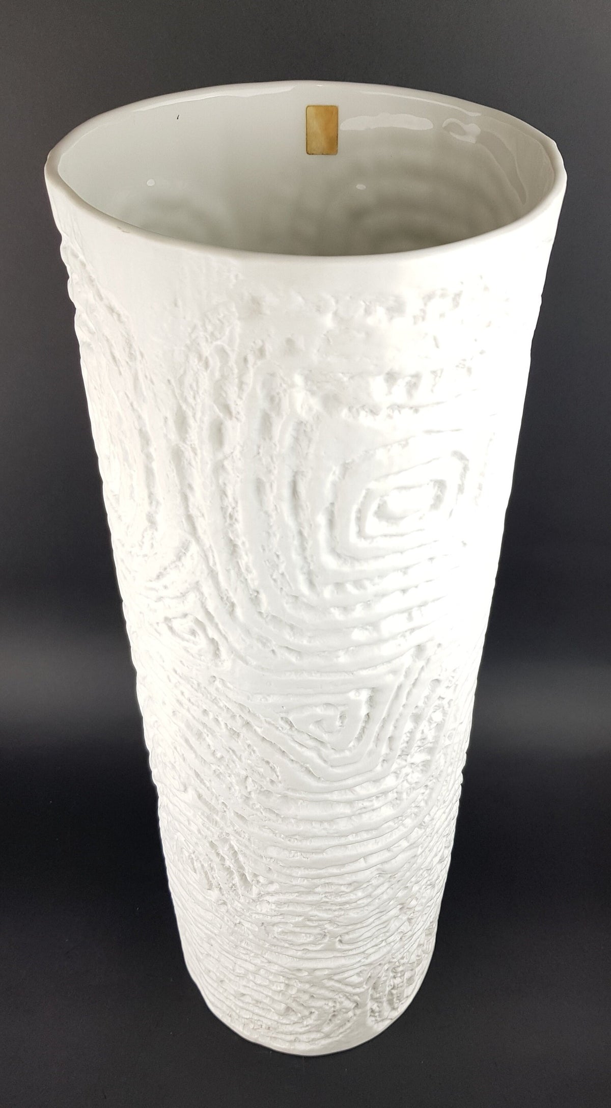 XXL Vintage ROSENTHAL PORZELLAN White Biscuit Porcelain Floor Vase 3002 with Relief Decor West Germany
