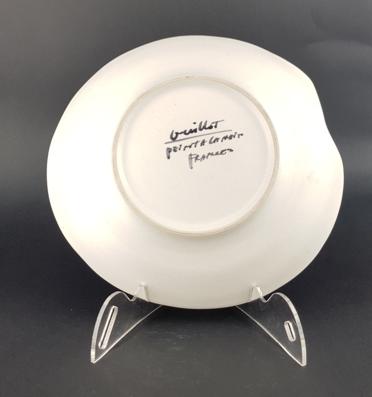 Vintage DOMINIQUE GUILLOT Hand Painted Shell Plate from Vallauris France 1960s