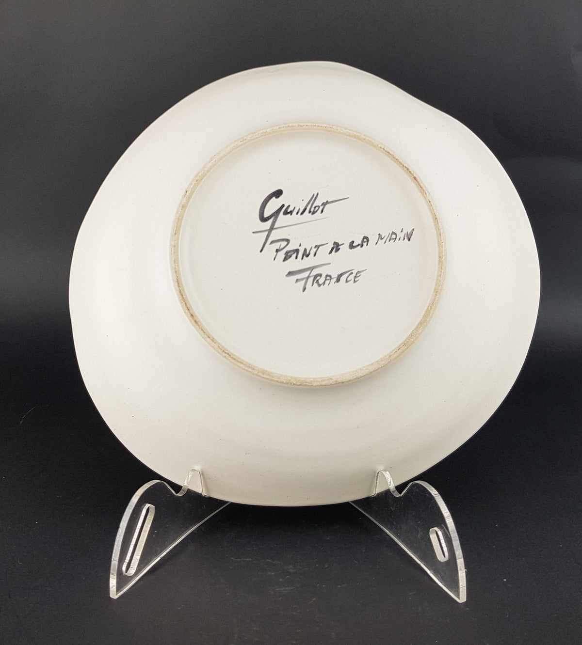 Vintage DOMINIQUE GUILLOT Hand Painted Shell Plate from Vallauris France 1960s
