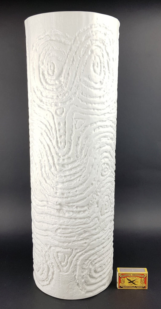 XXL Vintage ROSENTHAL PORZELLAN White Biscuit Porcelain Floor Vase 3002 with Relief Decor West Germany
