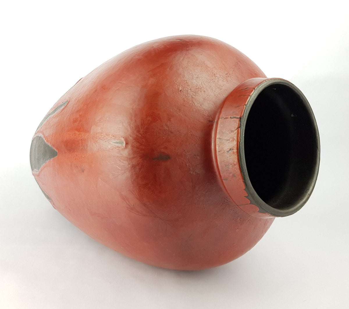 Vintage CERAMANO Red Floor Vase with STROMBOLI Decor form no. 187 by Hanns Welling West German Pottery 1960s