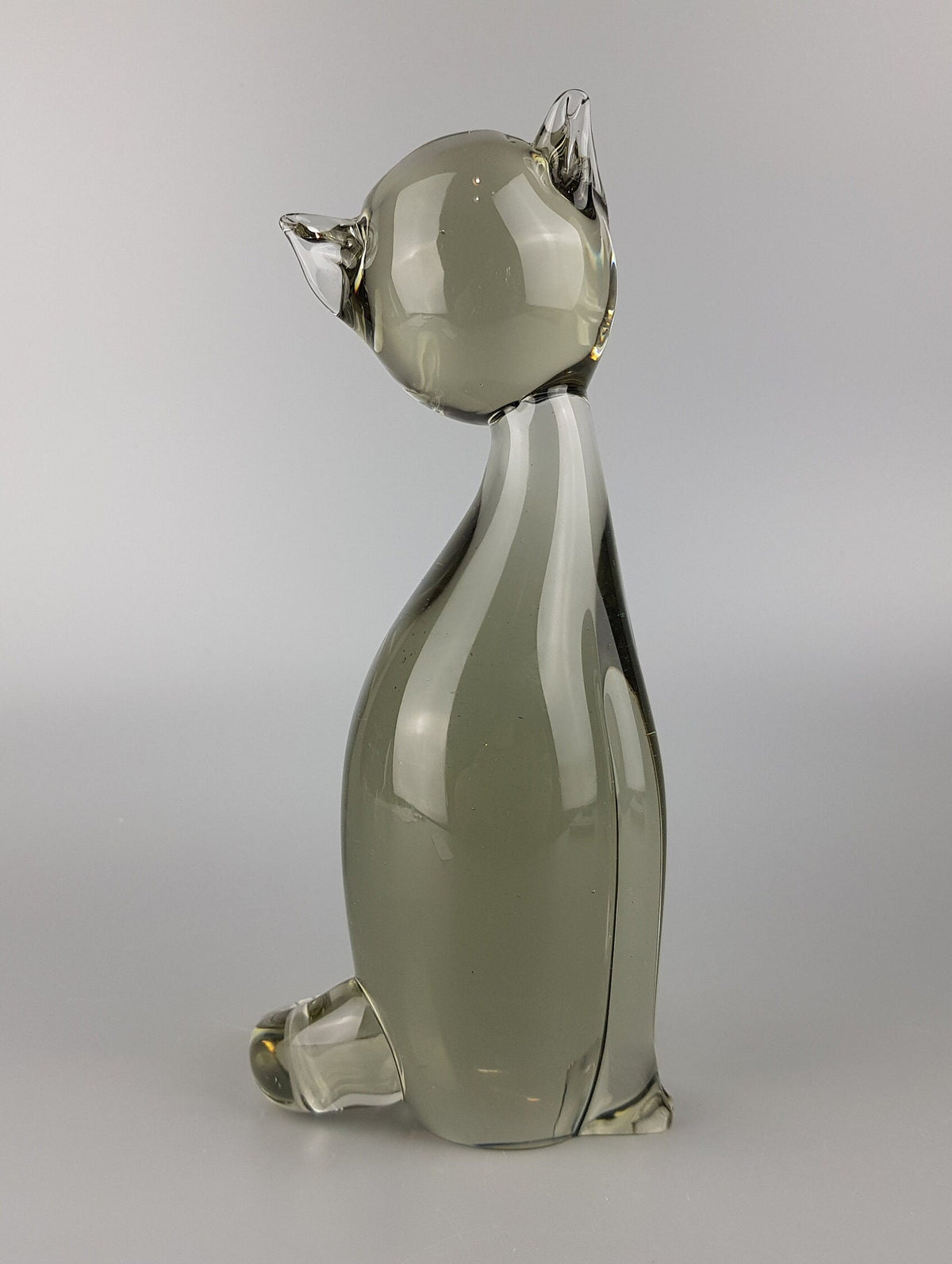 Vintage Livio Seguso Signed Glass Cat Sculpture for Gral Glas Germany 1970s Murano Style Art Glass