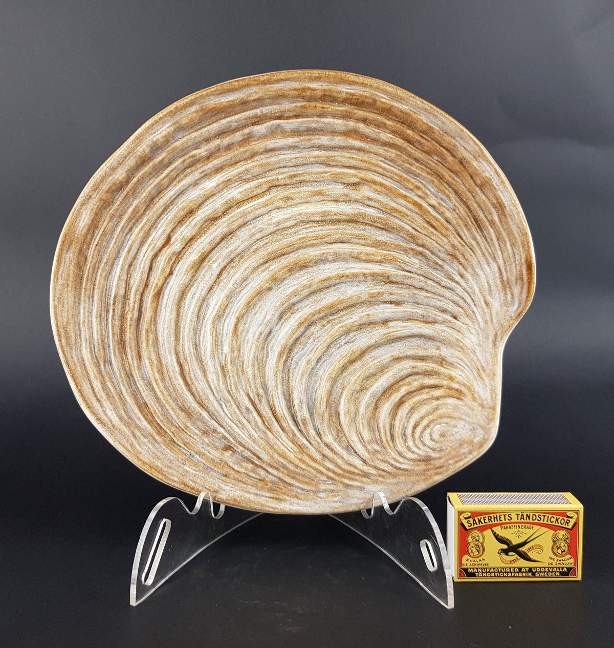 Vintage DOMINIQUE GUILLOT Hand Painted Shell Plate from Vallauris France 1960s