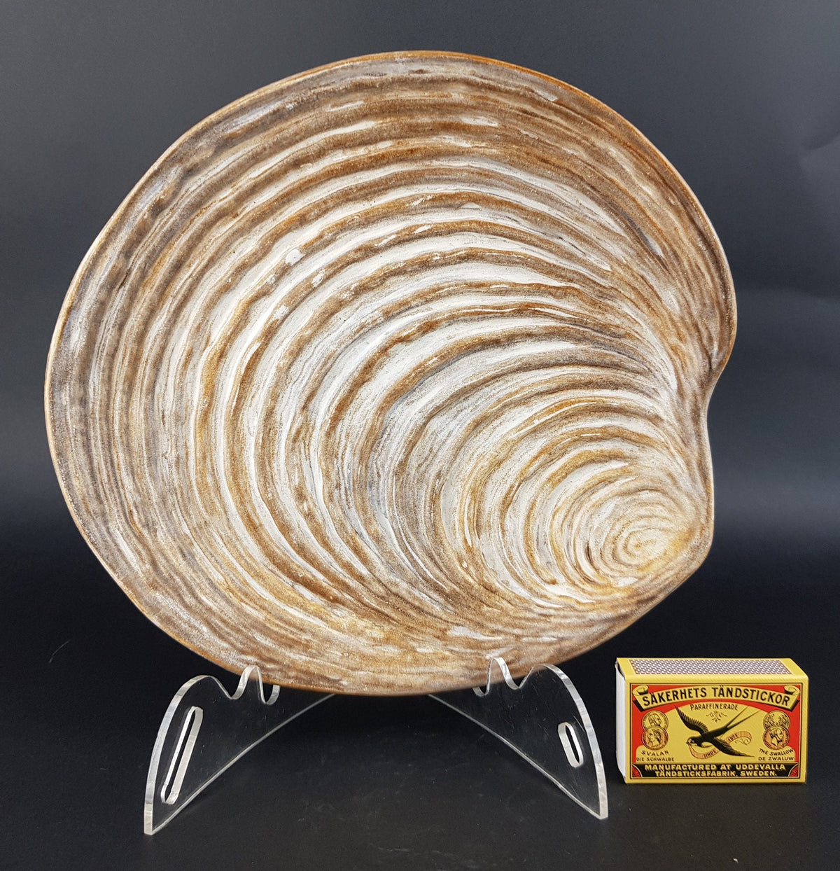 Vintage DOMINIQUE GUILLOT Hand Painted Shell Plate from Vallauris France 1960s