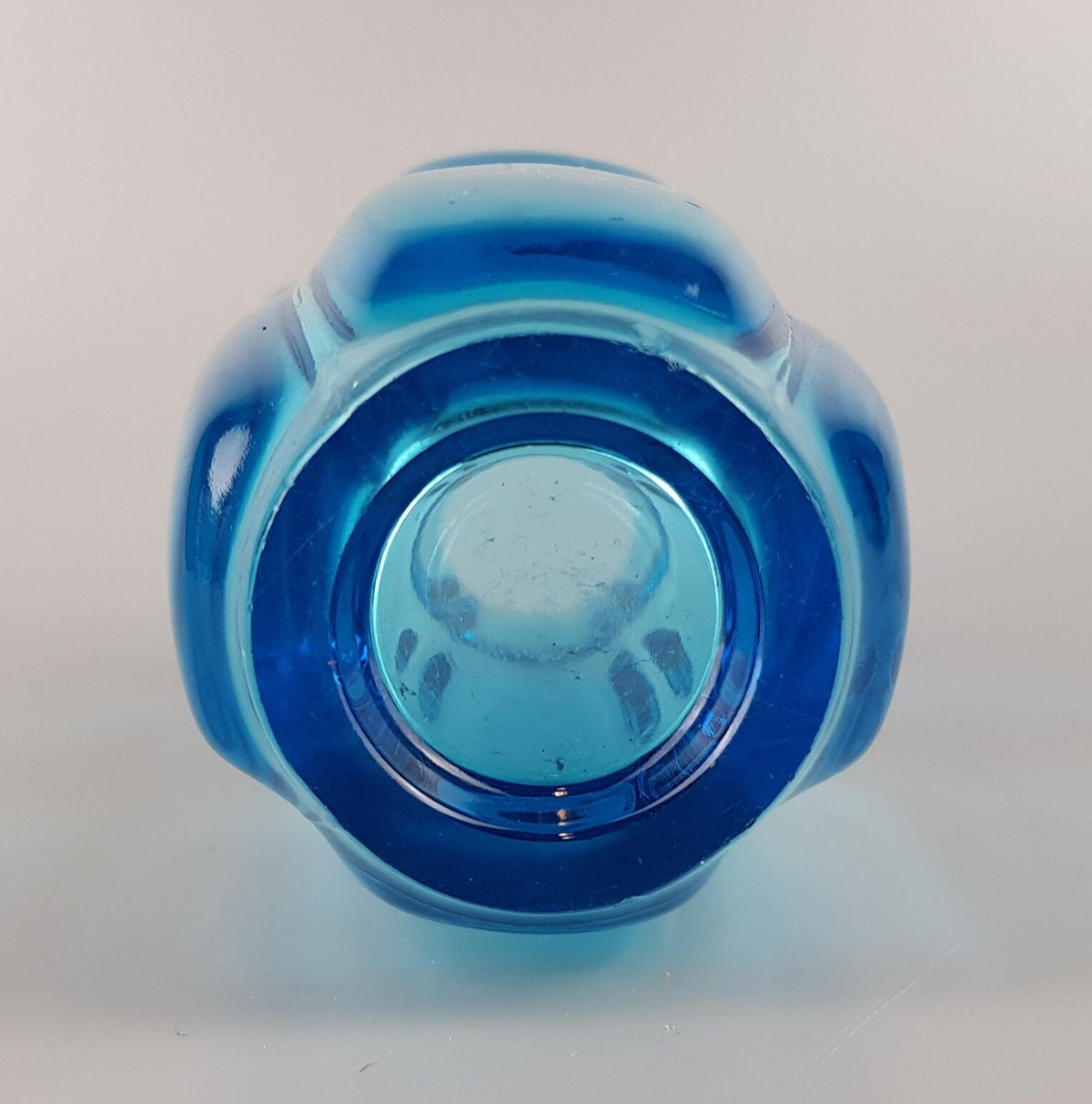 Vintage Czech Rosice Glass Works Blue Vase design by Rudolf Schrötter 1955 Sklo Union
