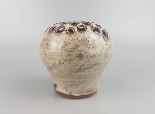 Vintage STUDIO ART POTTERY Beige and Brown Vase by Werkstatt Christine und Rainer Serocka from West Germany