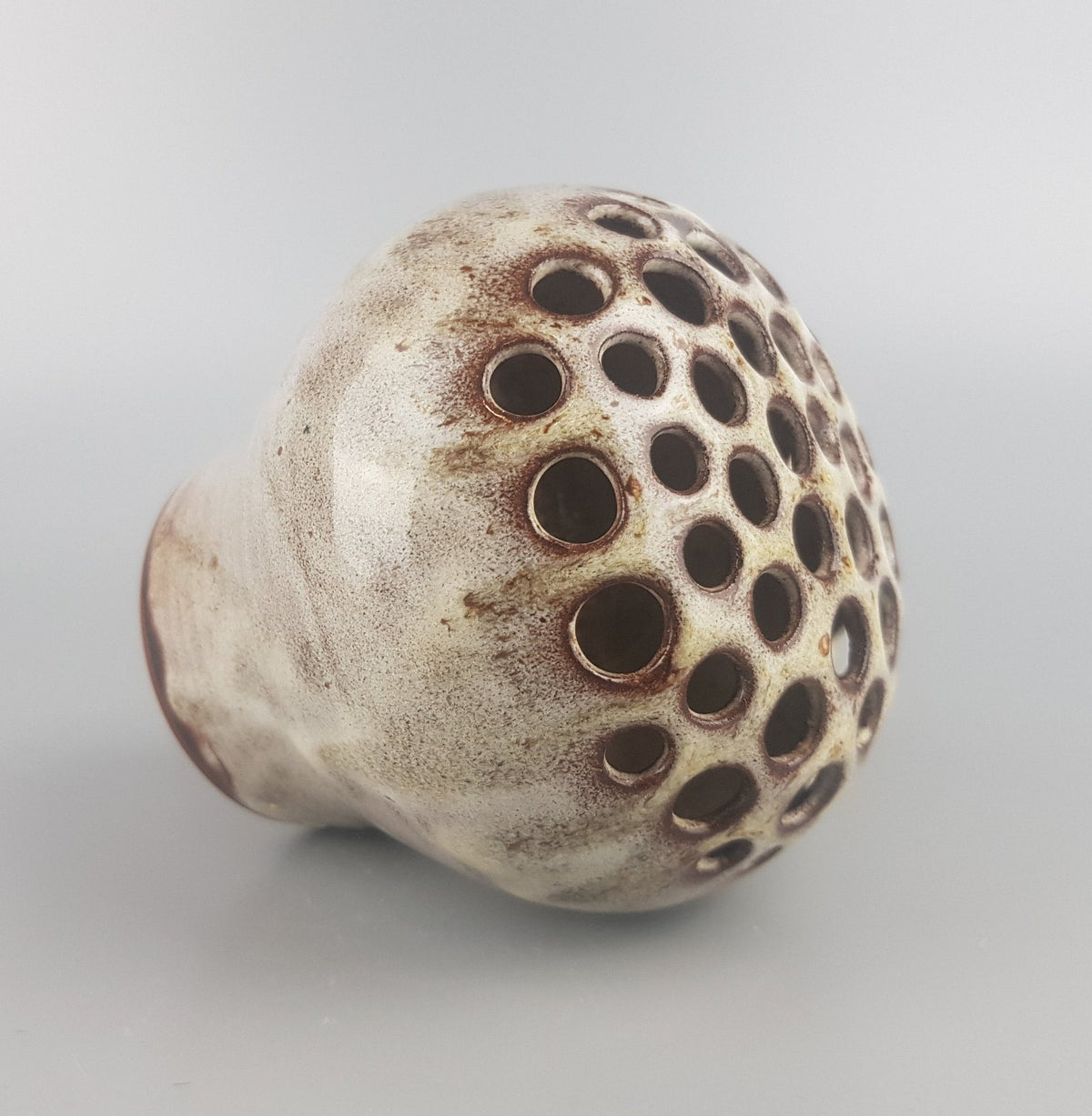 Vintage STUDIO ART POTTERY Beige and Brown Vase by Werkstatt Christine und Rainer Serocka from West Germany