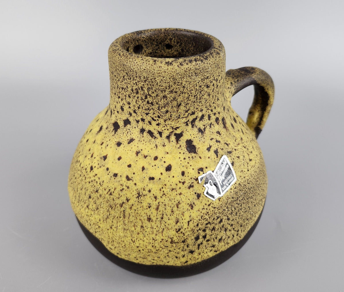 Vintage SILBERDISTEL KERAMIK Brown with Yellow Fat Lava Vase 336 15 West German Pottery 1970s
