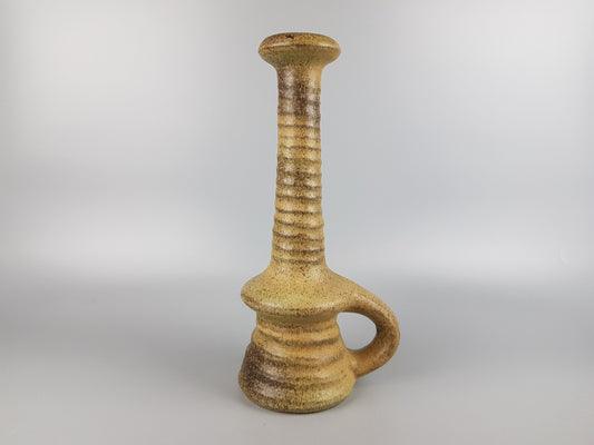 Vintage VEST KERAMIEK Greenish Beige Brown Handled Vase Dutch Pottery K13 1970s