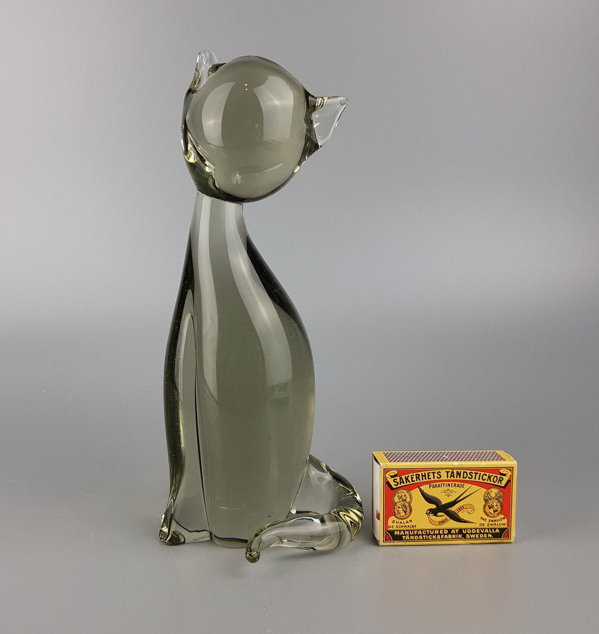 Vintage Livio Seguso Signed Glass Cat Sculpture for Gral Glas Germany 1970s Murano Style Art Glass