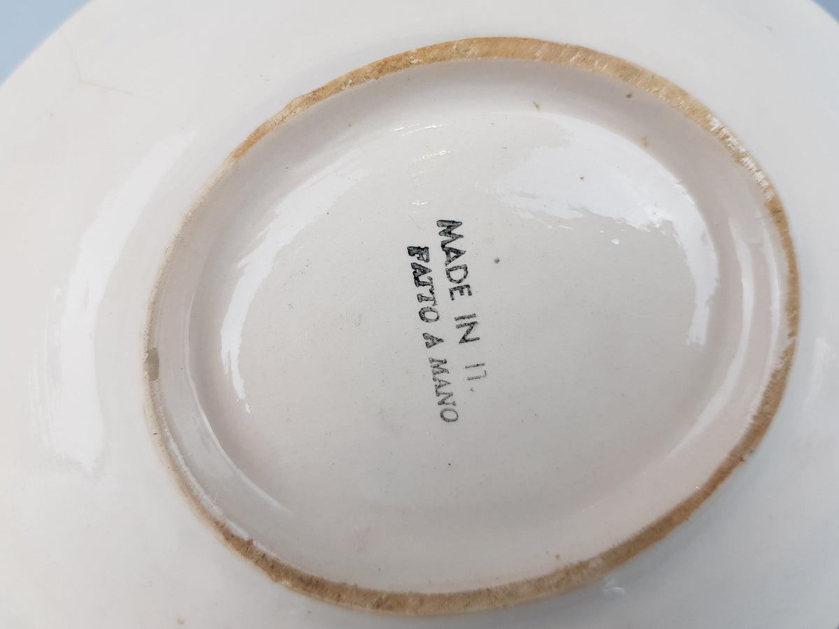 Vintage ALLA MODA Black with Multi Colored Decor Bowl / Plate Fatto A Mano (Hand Made) Italian Pottery 1950s