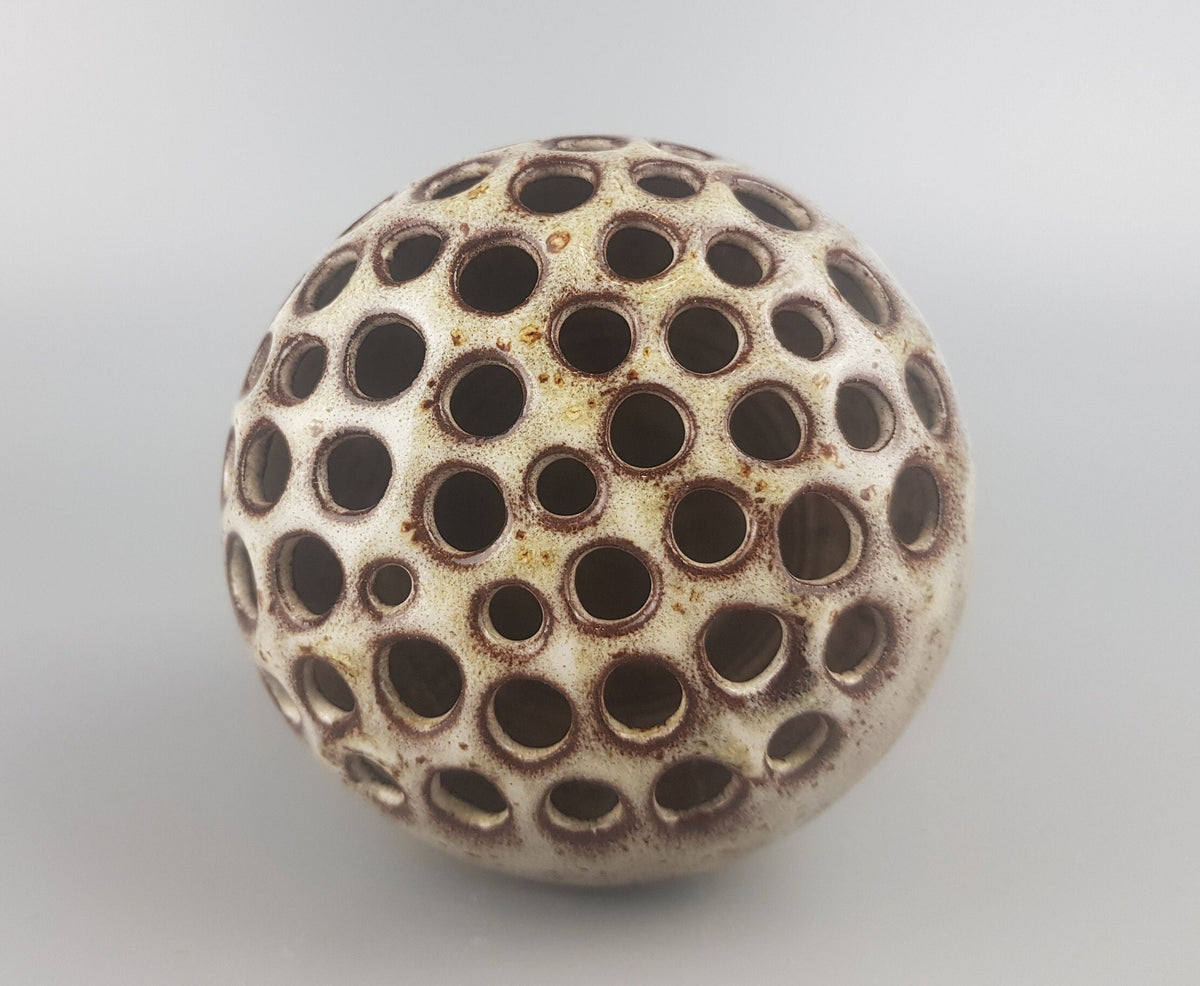 Vintage STUDIO ART POTTERY Beige and Brown Vase by Werkstatt Christine und Rainer Serocka from West Germany