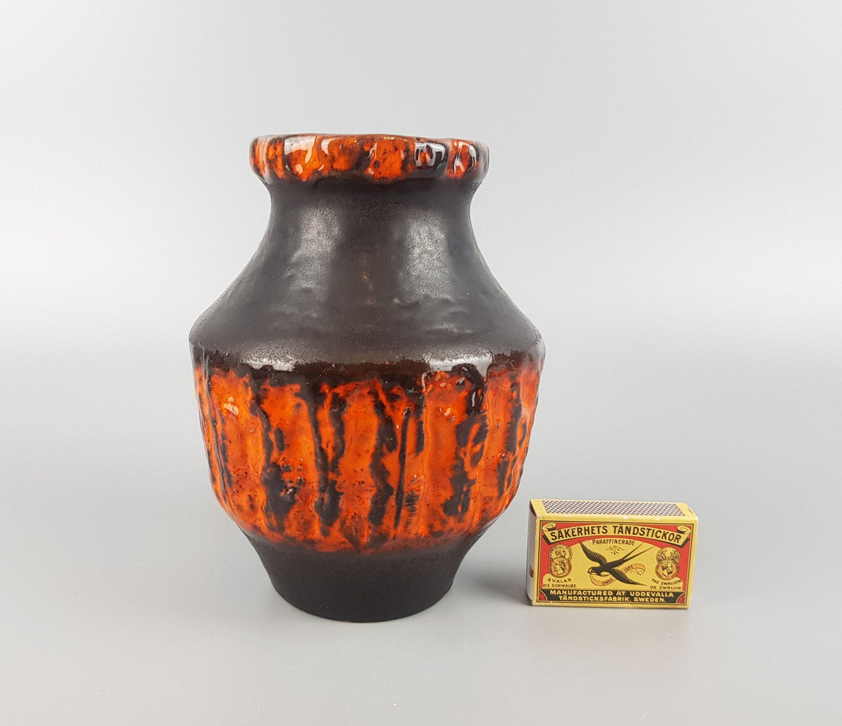 Vintage CARSTENS KERAMIK Brown and Orange Vase 217/15 West German Pottery 1970s