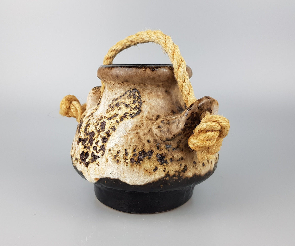 Vintage DÜMLER & BREIDEN Fat Lava Vase with Rope 1108/12 "Pampas" Decor West German Pottery 1980's
