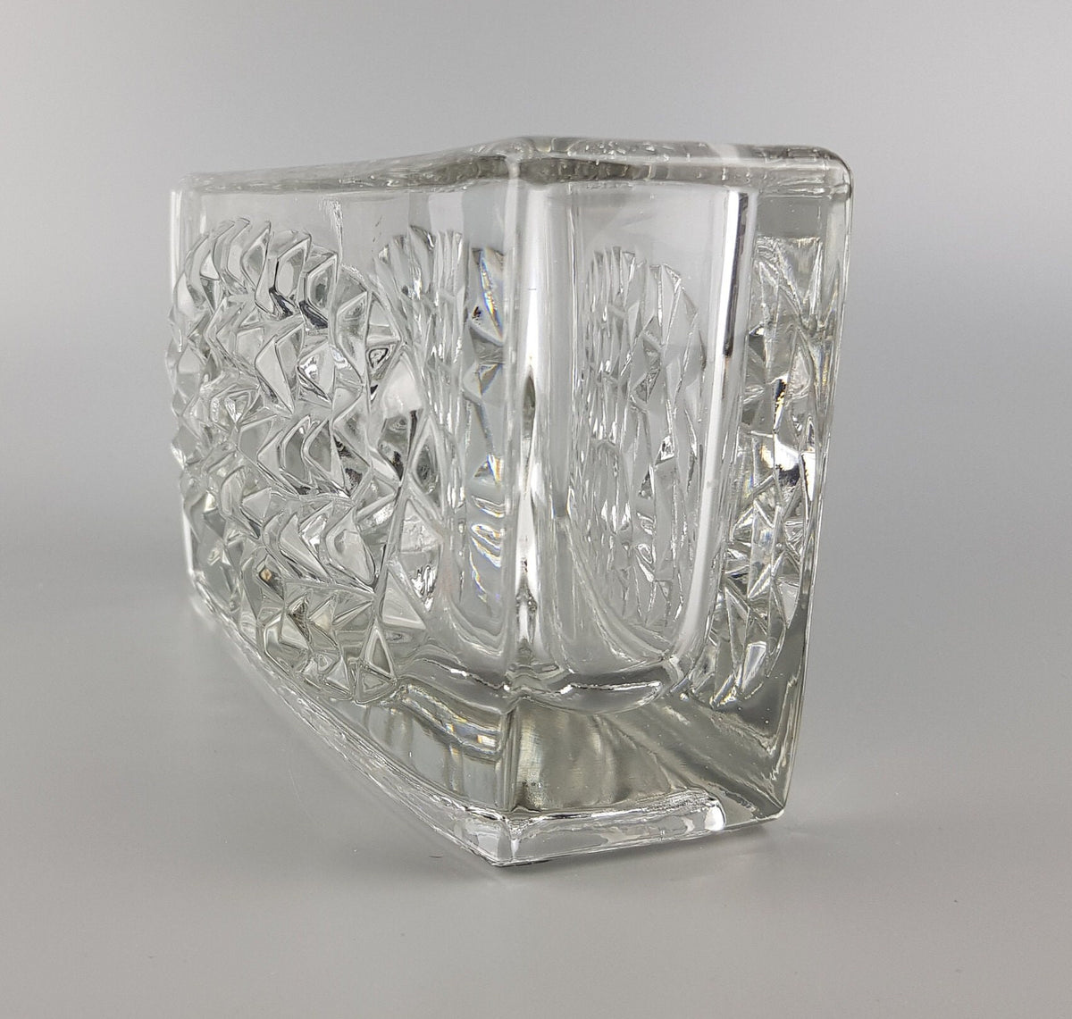 Vintage RUDOLFOVA GLASS Works Czech SKLO Vase Jardiniere with Hobnail Pattern by Rudolf Jurnikl from Czech Slovakia 1966s