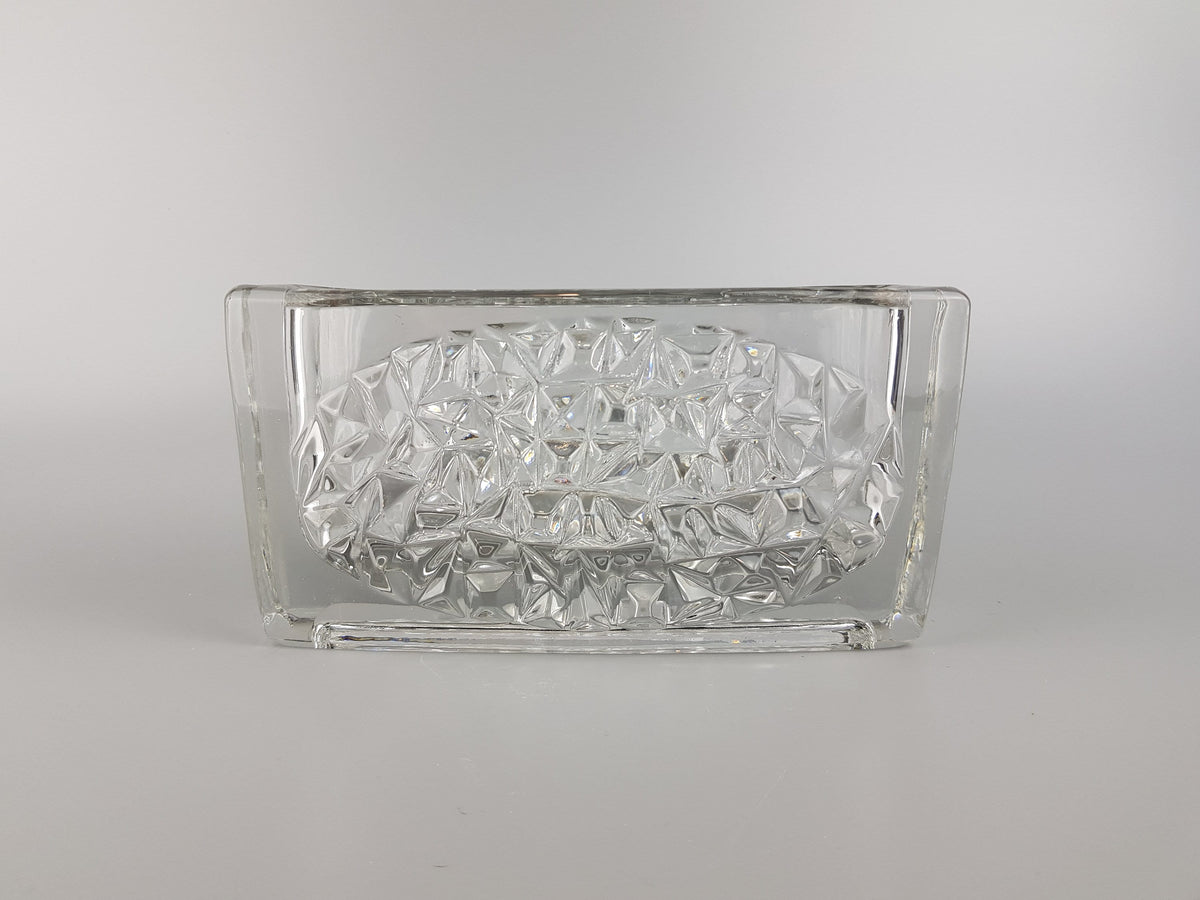 Vintage RUDOLFOVA GLASS Works Czech SKLO Vase Jardiniere with Hobnail Pattern by Rudolf Jurnikl from Czech Slovakia 1966s