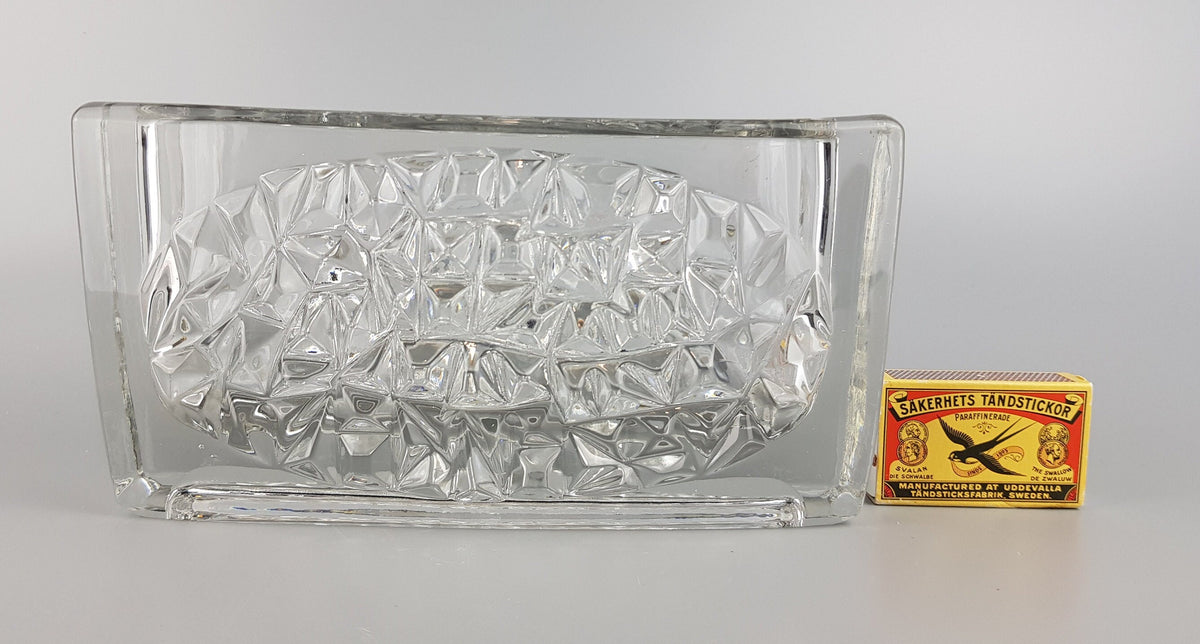 Vintage RUDOLFOVA GLASS Works Czech SKLO Vase Jardiniere with Hobnail Pattern by Rudolf Jurnikl from Czech Slovakia 1966s