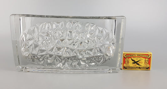 Vintage RUDOLFOVA GLASS Works Czech SKLO Vase Jardiniere with Hobnail Pattern by Rudolf Jurnikl from Czech Slovakia 1966s