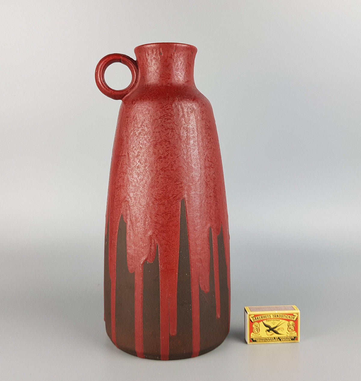 Vintage CERAMANO Handled Vase with STROMBOLI decor 228 West German Pottery 1959s