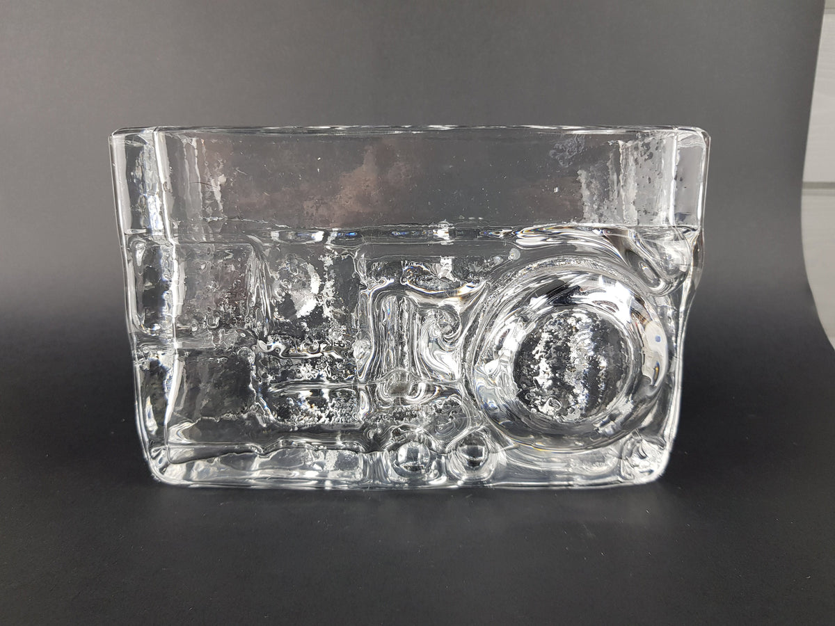 Vintage PEILL und PUTZLER Brutalist Block Vase with Geometric Relief Pattern, 1970s Germany