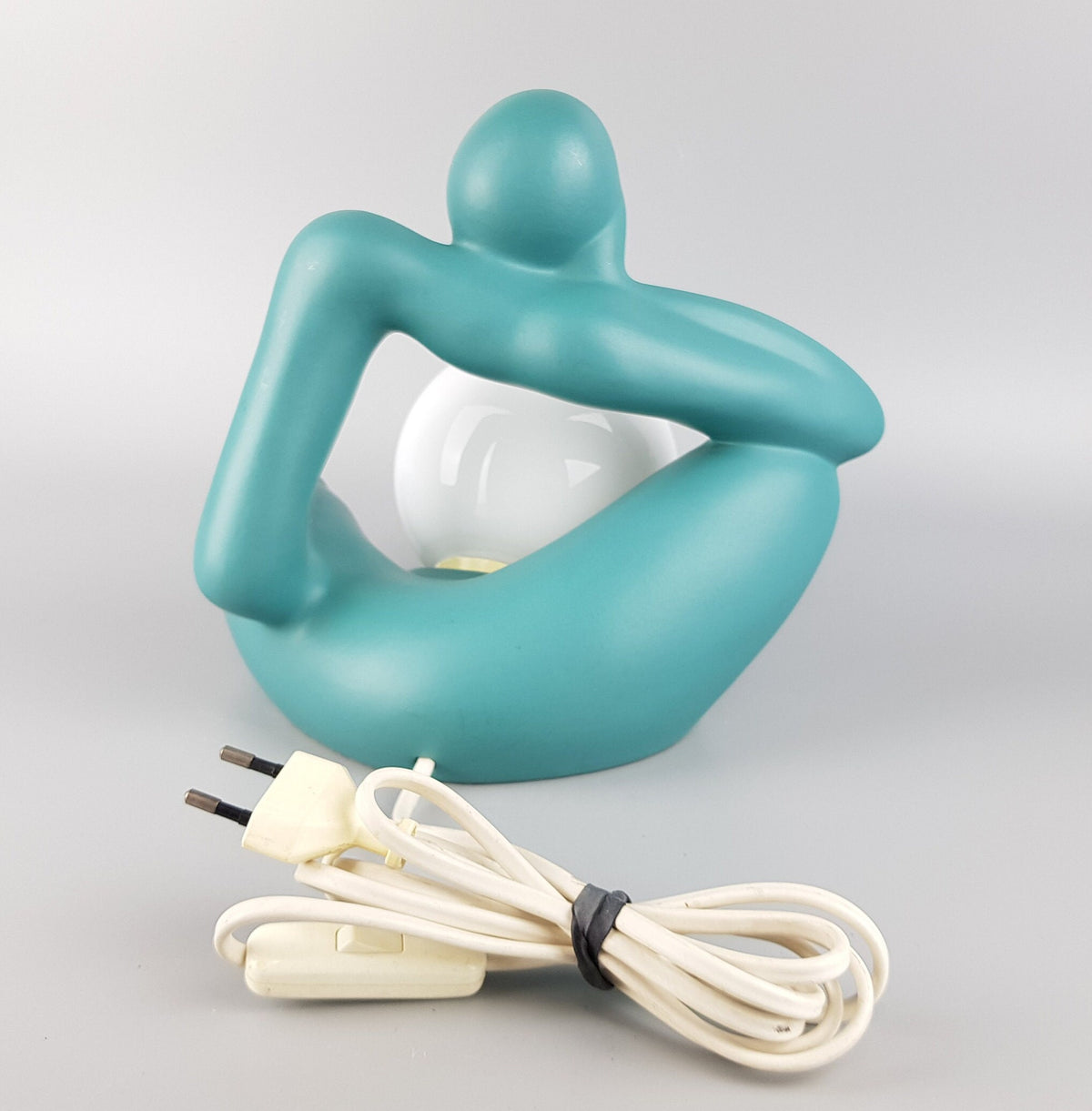 Vintage LICHTAMIK GERMANY Green Minimalist Table Lamp Sitting Figurine Germany 1980-90s