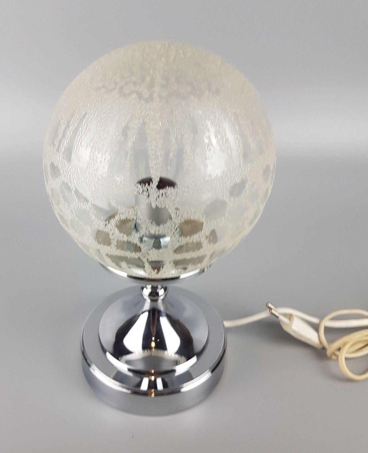 Vintage Footed Plastic TABLE LAMP with Frosted Plastic Light Ball Space Age West German Pottery 1970s