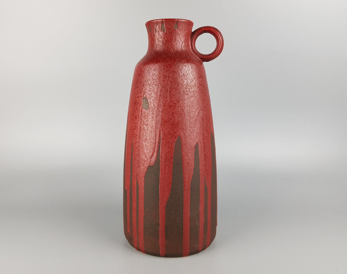 Vintage CERAMANO Handled Vase with STROMBOLI decor 228 West German Pottery 1959s