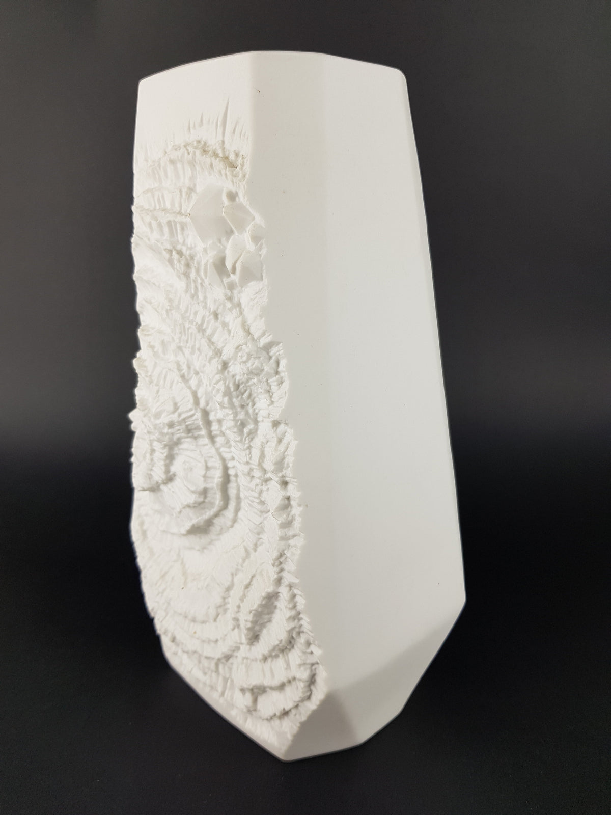 Vintage AK KAISER Op Art Vase Bergkristall Series by Martin Freyer 276/1 White Bisque Porcelain West Germany 1972