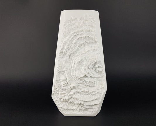 Vintage AK KAISER Op Art Vase Bergkristall Series by Martin Freyer 276/1 White Bisque Porcelain West Germany 1972