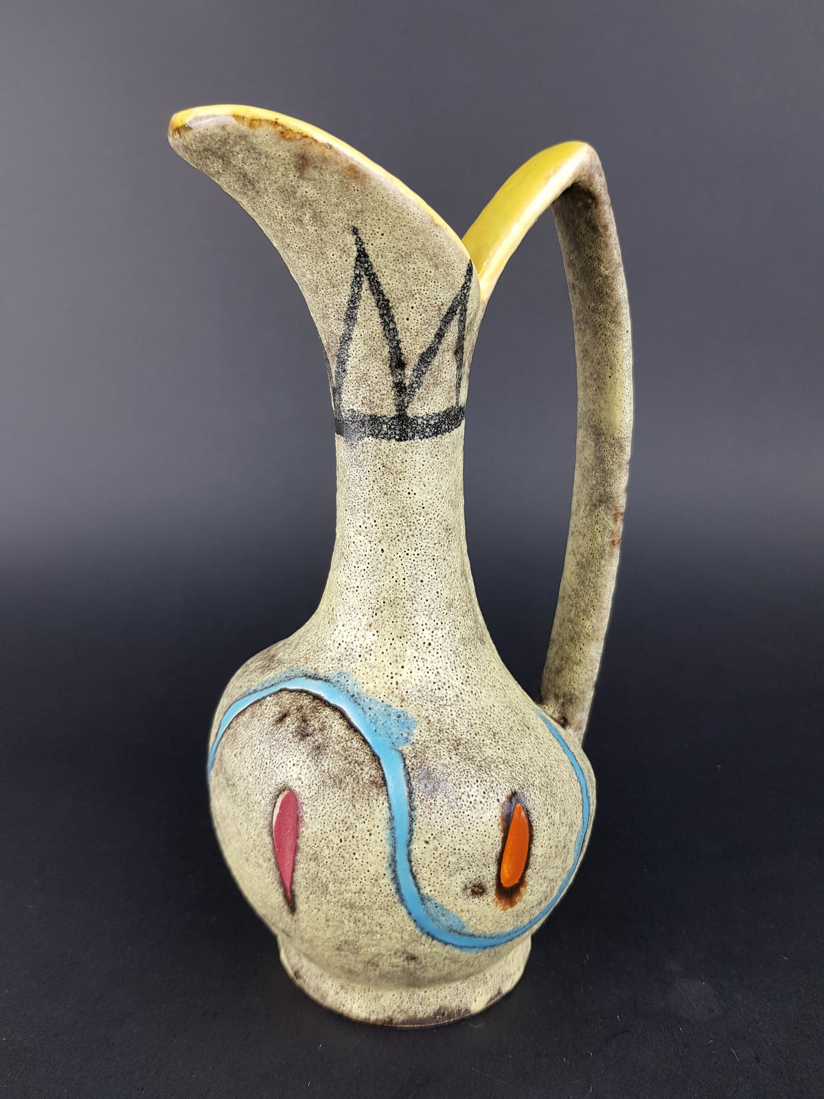 Vintage SCHEURICH KERAMIK Yellow Vase with Martina Decor 267-18 – Heinz Siery – West German Pottery – 1950s–1960s