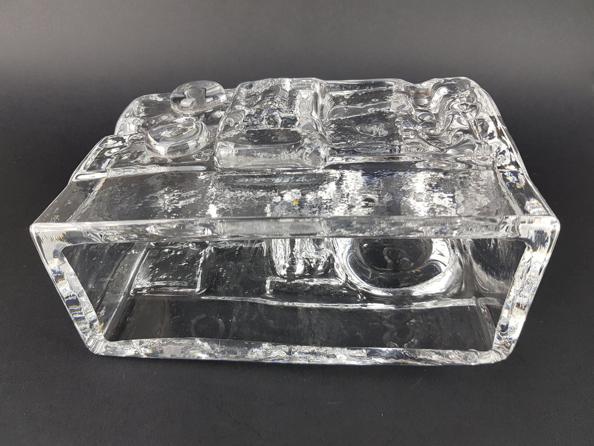 Vintage PEILL und PUTZLER Brutalist Block Vase with Geometric Relief Pattern, 1970s Germany