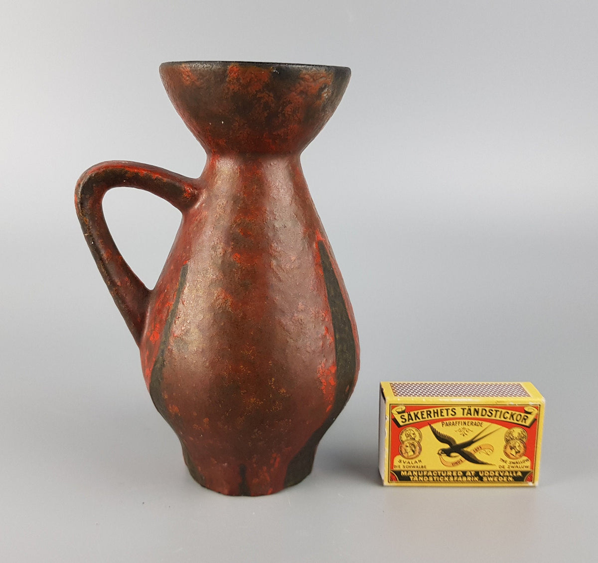 Vintage CERAMANO Handled Vase with STROMBOLI decor 211 West German Pottery 1959s