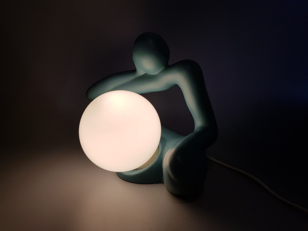 Vintage LICHTAMIK GERMANY Green Minimalist Table Lamp Sitting Figurine Germany 1980-90s