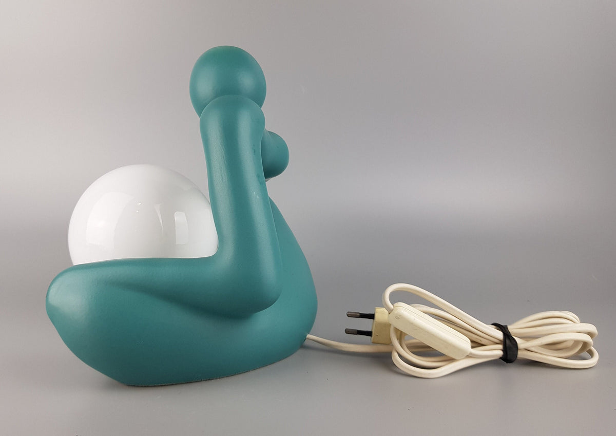Vintage LICHTAMIK GERMANY Green Minimalist Table Lamp Sitting Figurine Germany 1980-90s