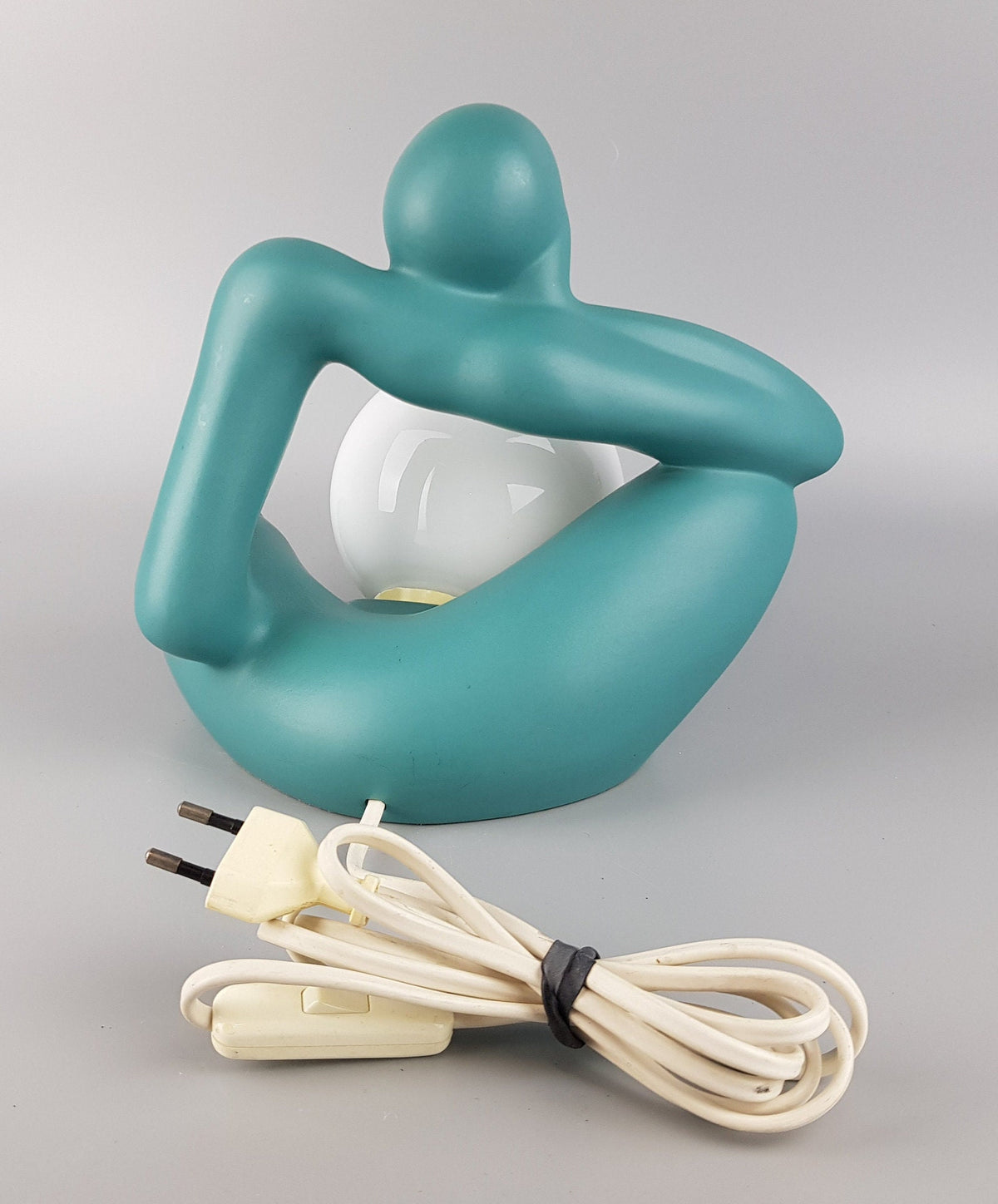 Vintage LICHTAMIK GERMANY Green Minimalist Table Lamp Sitting Figurine Germany 1980-90s