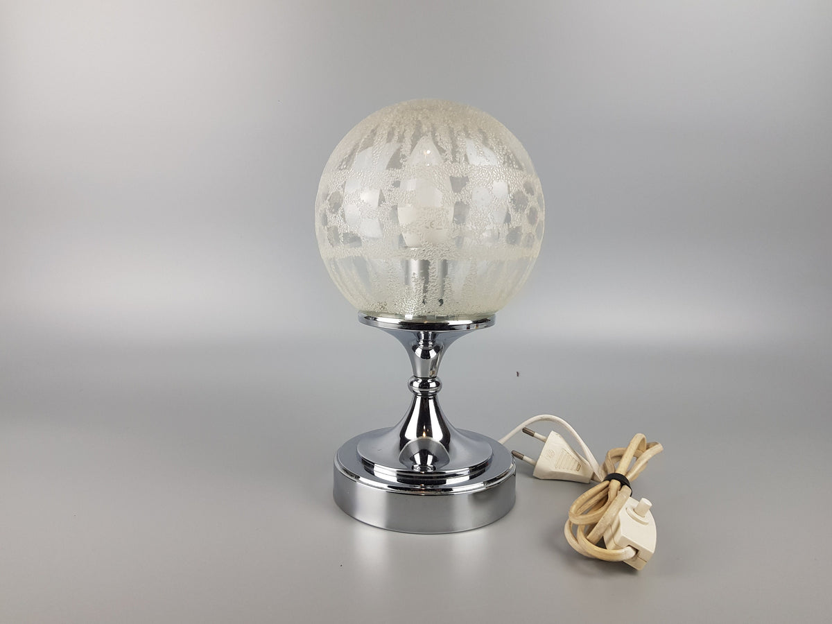 Vintage Footed Plastic TABLE LAMP with Frosted Plastic Light Ball Space Age West German Pottery 1970s