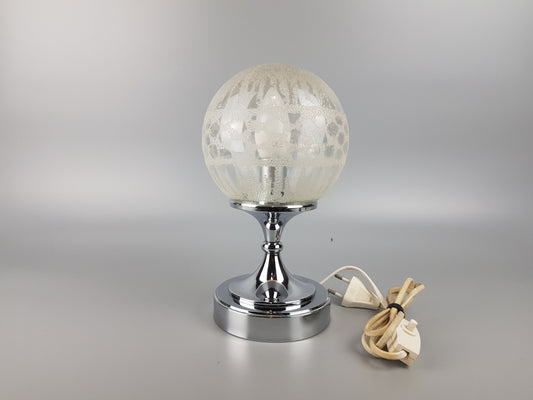 Vintage Footed Plastic TABLE LAMP with Frosted Plastic Light Ball Space Age West German Pottery 1970s