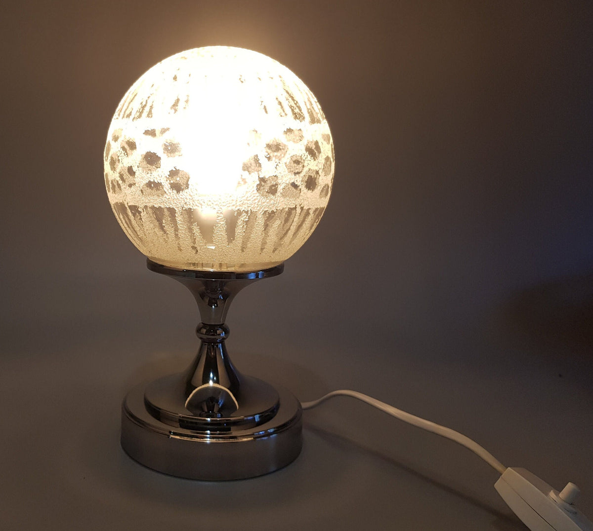 Vintage Footed Plastic TABLE LAMP with Frosted Plastic Light Ball Space Age West German Pottery 1970s