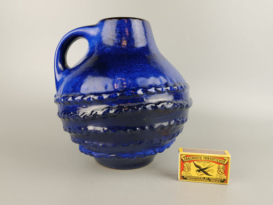 Vintage CARSTENS TÖNNIESHOF Handled Blue Vase 3002 20 West German Pottery