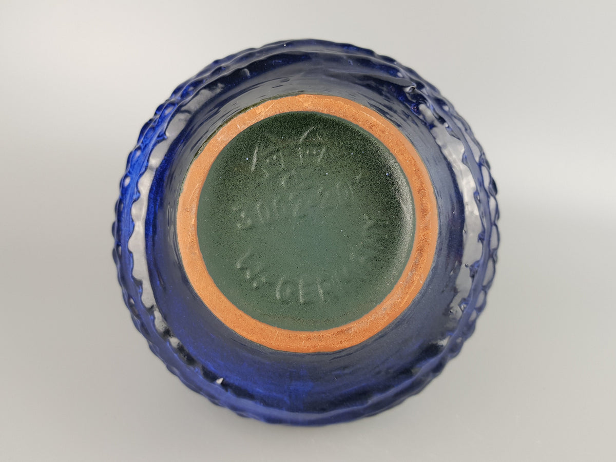 Vintage CARSTENS TÖNNIESHOF Handled Blue Vase 3002 20 West German Pottery