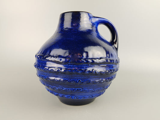 Vintage CARSTENS TÖNNIESHOF Handled Blue Vase 3002 20 West German Pottery