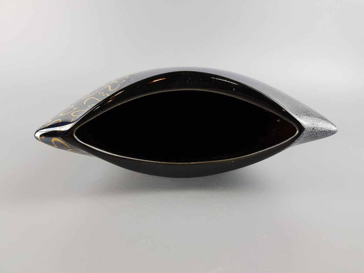 Vintage STEULER DESIGN Black Grey Pillow Vase Memphis Style West German Pottery 1980s