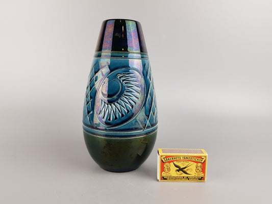 Vintage UBELACKER (U-KERAMIK) Blue Vase 455 20 West German Pottery 1960s